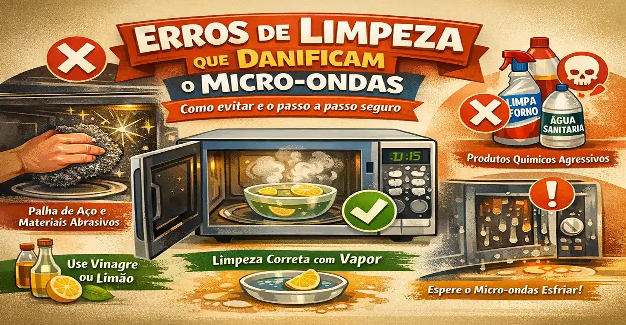 Erros comuns na limpeza do micro-ondas que podem danificar o aparelho